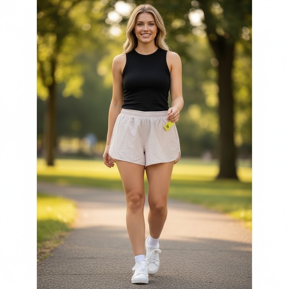 All in Motion 3.5" High Rise Soft Stretch Shorts Size 2X Cream/Ivory 214 02 6745